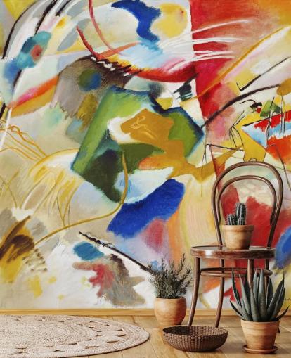 fine art wallpaper mural called Painting with Green Centre by Wassily Kandinsky for bedrooms and businesses fine art wallpaper mural called Painting with Green Centre by Wassily Kandinsky for bedrooms and businesses