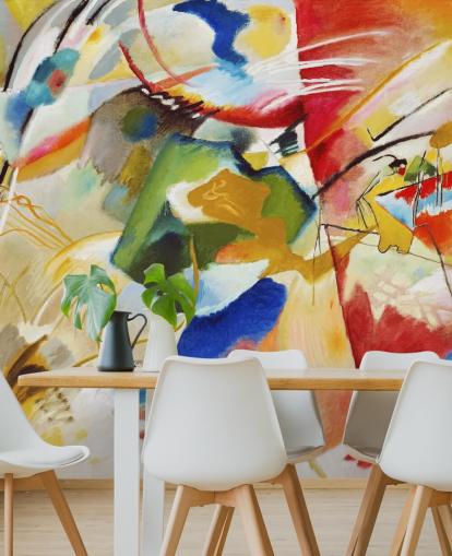 mural de papel de parede de belas artes chamado Painting with Green Centre de Wassily Kandinsky para quartos e empresas