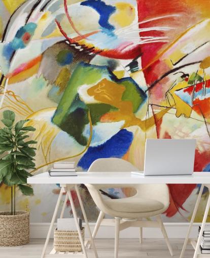 fine art wallpaper mural called Painting with Green Centre by Wassily Kandinsky for bedrooms and businesses fine art wallpaper mural called Painting with Green Centre by Wassily Kandinsky for bedrooms and businesses