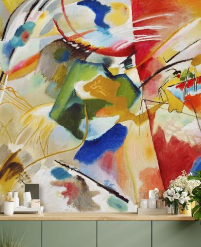 konsttapet väggmålning som heter Painting with Green Center av Wassily Kandinsky för sovrum och företag konsttapet väggmålning som heter Painting with Green Center av Wassily Kandinsky för sovrum och företag