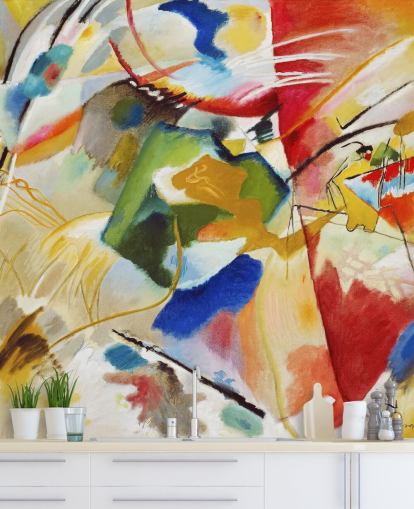 kunsttapet veggmaleri kalt Painting with Green Center av Wassily Kandinsky for soverom og bedrifter