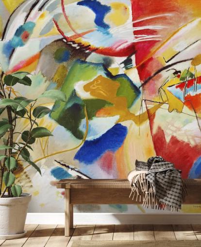 kunsttapet vægmaleri kaldet Painting with Green Center af Wassily Kandinsky til soveværelser og virksomheder