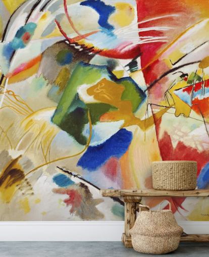 fine art wallpaper mural called Painting with Green Centre by Wassily Kandinsky for bedrooms and businesses