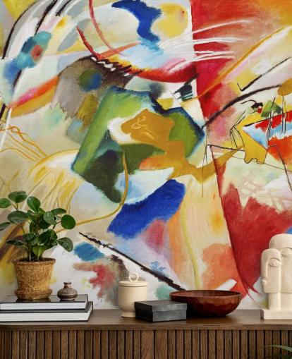 fine art wallpaper mural called Painting with Green Centre by Wassily Kandinsky for bedrooms and businesses fine art wallpaper mural called Painting with Green Centre by Wassily Kandinsky for bedrooms and businesses
