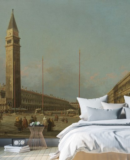 kunstbehangmuurschildering genaamd Piazza San Marco Looking South and West van Canaletto 