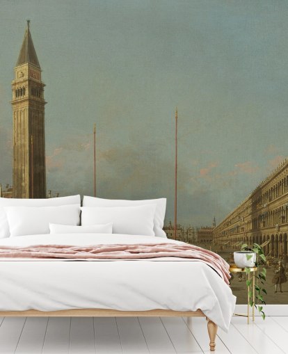 Kunsttapete mit dem Titel Piazza San Marco mit Blick nach Süden und Westen von Canaletto 