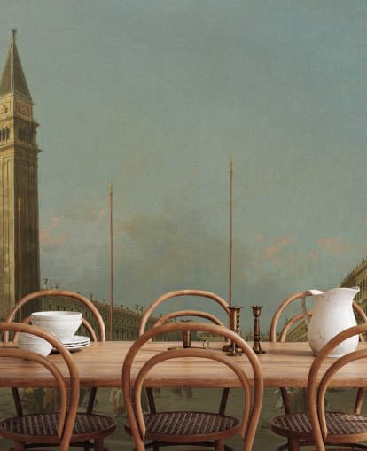 mural de papel pintado de bellas artes llamado Piazza San Marco mirando al sur y al oeste de Canaletto 