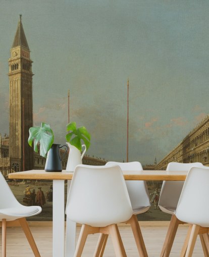 Kunsttapete mit dem Titel Piazza San Marco mit Blick nach Süden und Westen von Canaletto Kunsttapete mit dem Titel Piazza San Marco mit Blick nach Süden und Westen von Canaletto