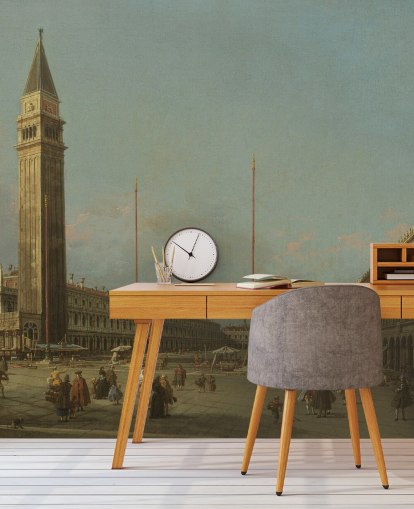 fine art wallpaper mural called Piazza San Marco Looking South and West by Canaletto fine art wallpaper mural called Piazza San Marco Looking South and West by Canaletto
