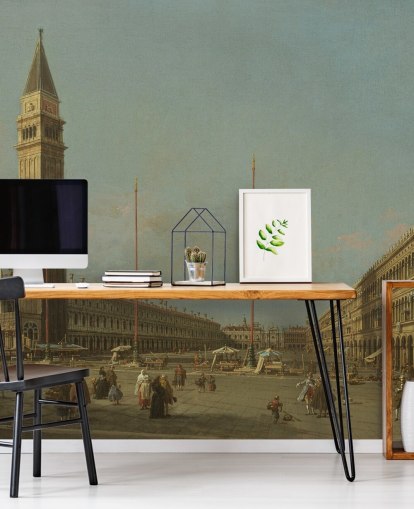 carta da parati fine art chiamata Piazza San Marco Looking South and West di Canaletto 