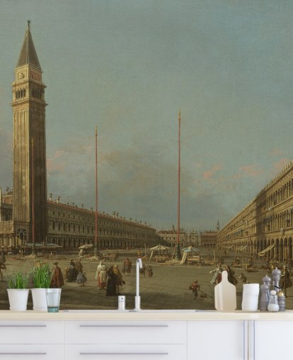 fine art wallpaper mural called Piazza San Marco Looking South and West by Canaletto fine art wallpaper mural called Piazza San Marco Looking South and West by Canaletto