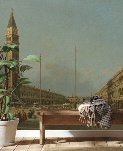 kunstbehangmuurschildering genaamd Piazza San Marco Looking South and West van Canaletto 