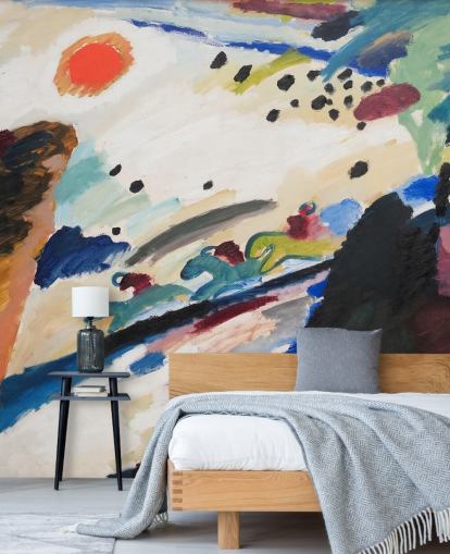 kunstveggmaleri kalt Romantic Landscape av Wassily Kandinsky for soverom og salonger