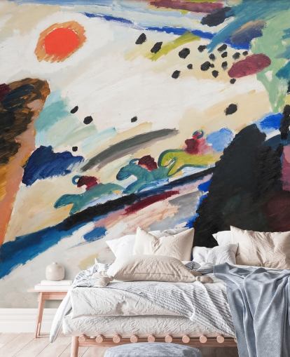fine art wall mural called Romantic Landscape by Wassily Kandinsky for bedrooms and lounges fine art wall mural called Romantic Landscape by Wassily Kandinsky for bedrooms and lounges