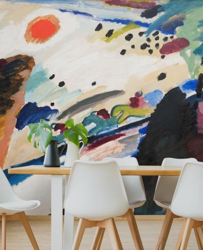 kunstvægmaleri kaldet Romantisk landskab af Wassily Kandinsky til soveværelser og lounger