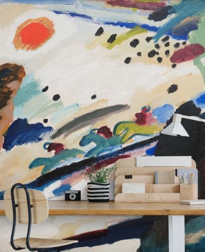 mural de parede de belas artes chamado Paisagem Romântica de Wassily Kandinsky para quartos e salões