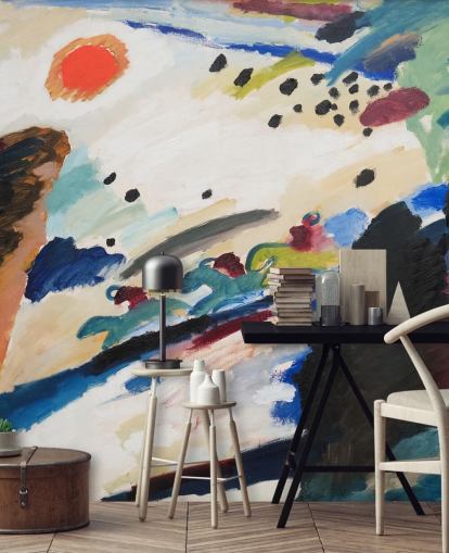 murale d'arte chiamato Romantic Landscape di Wassily Kandinsky per camere da letto e salotti