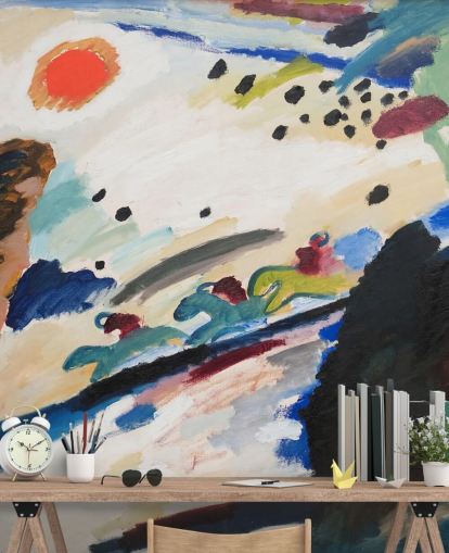 fine art wall mural called Romantic Landscape by Wassily Kandinsky for bedrooms and lounges fine art wall mural called Romantic Landscape by Wassily Kandinsky for bedrooms and lounges