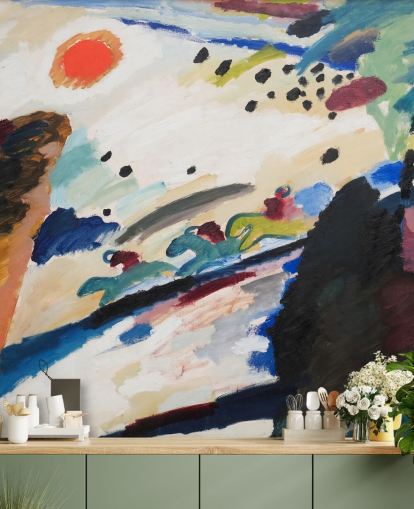 Kunstgemälde mit dem Titel Romantische Landschaft von Wassily Kandinsky für Schlafzimmer und Wohnzimmer