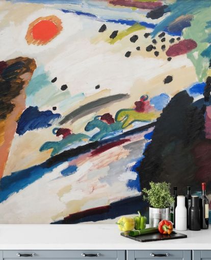 fine art wall mural called Romantic Landscape by Wassily Kandinsky for bedrooms and lounges
