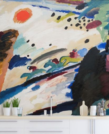 Kunstgemälde mit dem Titel Romantische Landschaft von Wassily Kandinsky für Schlafzimmer und Wohnzimmer