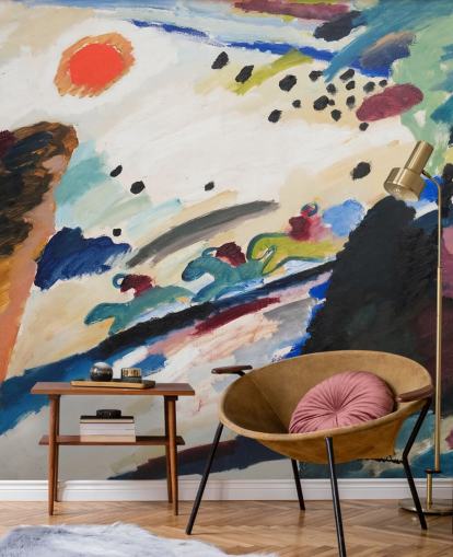 fine art wall mural called Romantic Landscape by Wassily Kandinsky for bedrooms and lounges fine art wall mural called Romantic Landscape by Wassily Kandinsky for bedrooms and lounges
