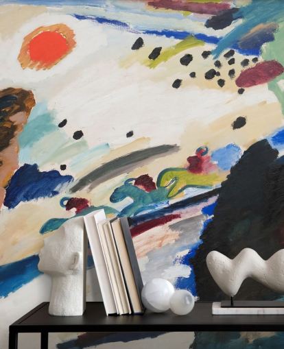 mural de parede de belas artes chamado Paisagem Romântica de Wassily Kandinsky para quartos e salões