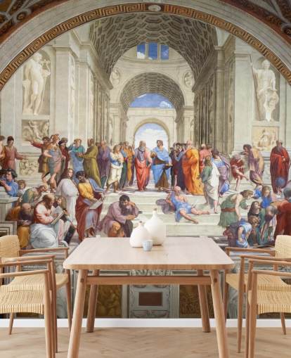 murale d'arte chiamato The School of Athens di Raffaello per case, uffici e aziende