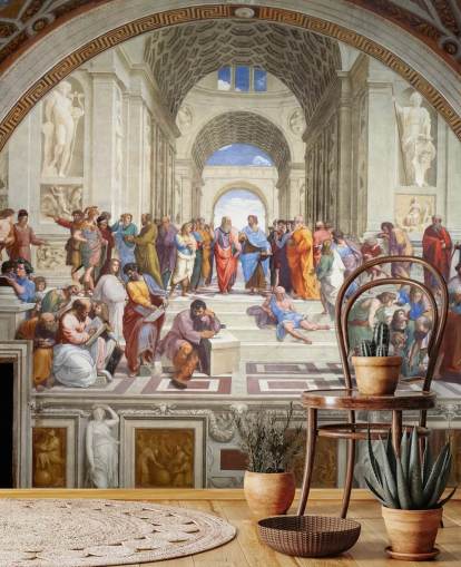kunstvægmaleri kaldet The School of Athens af Raphael til hjem, kontorer og virksomheder