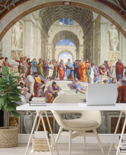 murale d'arte chiamato The School of Athens di Raffaello per case, uffici e aziende