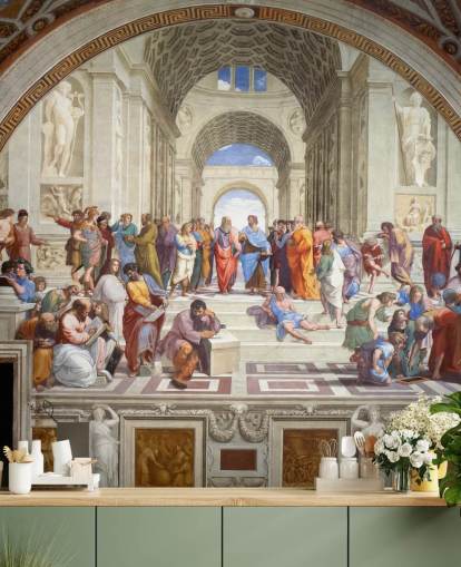 Raphaelin taide-seinämaalaus nimeltä The School of Athens, koteihin, toimistoihin ja yrityksiin Raphaelin taide-seinämaalaus nimeltä The School of Athens, koteihin, toimistoihin ja yrityksiin