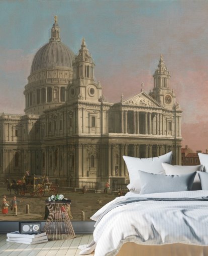 mural de papel de parede de belas artes chamado Catedral de São Paulo, de Canaletto, para escritórios domésticos e quartos