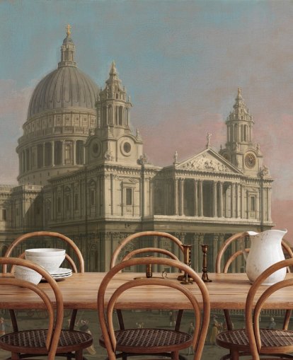 kunsttapet vægmaleri kaldet St. Paul's Cathedral af Canaletto til hjemmekontorer og soveværelser