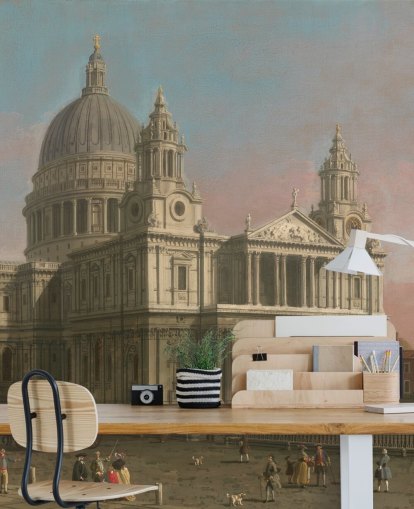 mural de papel pintado de bellas artes llamado Catedral de San Pablo de Canaletto para el hogar, oficinas y dormitorios