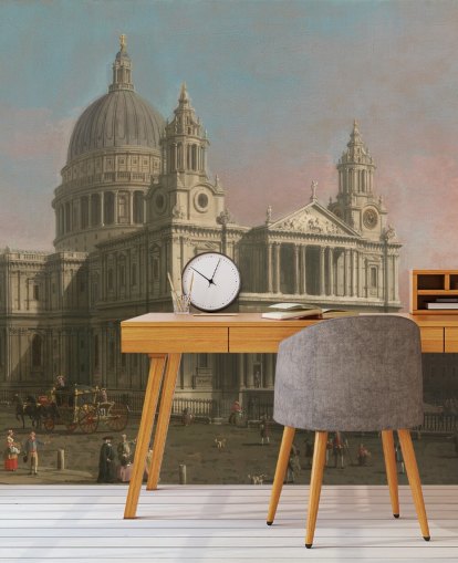 mural de papel de parede de belas artes chamado Catedral de São Paulo, de Canaletto, para escritórios domésticos e quartos