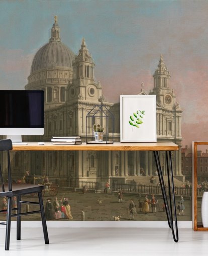 fine art wallpaper mural called St. Paul's Cathedral by Canaletto for home offices and bedrooms