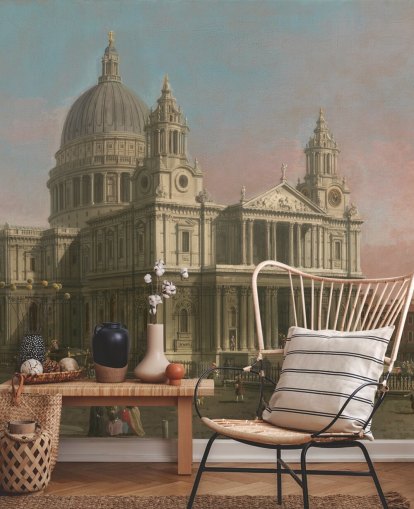 mural de papel pintado de bellas artes llamado Catedral de San Pablo de Canaletto para el hogar, oficinas y dormitorios