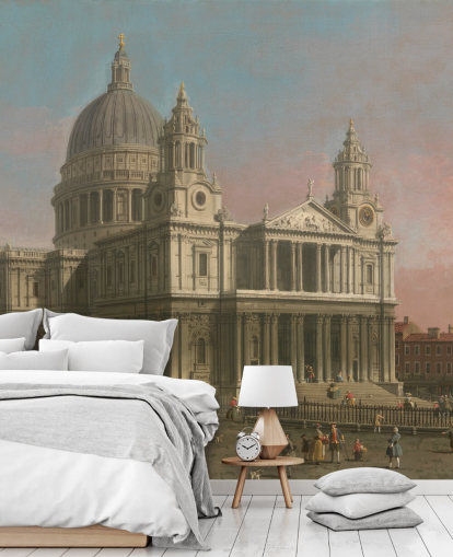 kunstbehangmuurschildering genaamd St. Paul's Cathedral van Canaletto voor thuiskantoren en slaapkamers