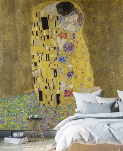 Gustav Klimtin taidetaustakuvamaalaus nimeltä The Kiss makuuhuoneisiin, olohuoneisiin ja keittiöihin Gustav Klimtin taidetaustakuvamaalaus nimeltä The Kiss makuuhuoneisiin, olohuoneisiin ja keittiöihin