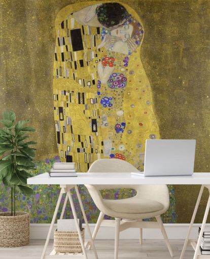 Kunsttapete mit dem Titel The Kiss von Gustav Klimt für Schlafzimmer, Wohnzimmer und Küchen