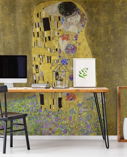 mural de papel pintado de bellas artes llamado El beso de Gustav Klimt para dormitorios, salas de estar y cocinas mural de papel pintado de bellas artes llamado El beso de Gustav Klimt para dormitorios, salas de estar y cocinas