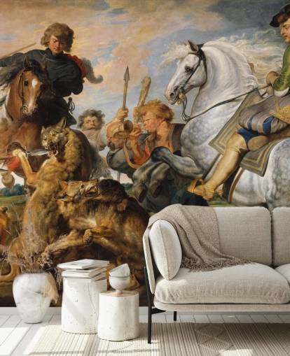 fine art wall mural called Wolf and Fox Hunt by Peter Paul Rubens for bedrooms and living rooms fine art wall mural called Wolf and Fox Hunt by Peter Paul Rubens for bedrooms and living rooms