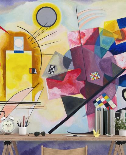 Kunsttapete namens Yellow-Red-Blue von Wassily Kandinsky für Wohnungen, Büros und Unternehmen Kunsttapete namens Yellow-Red-Blue von Wassily Kandinsky für Wohnungen, Büros und Unternehmen