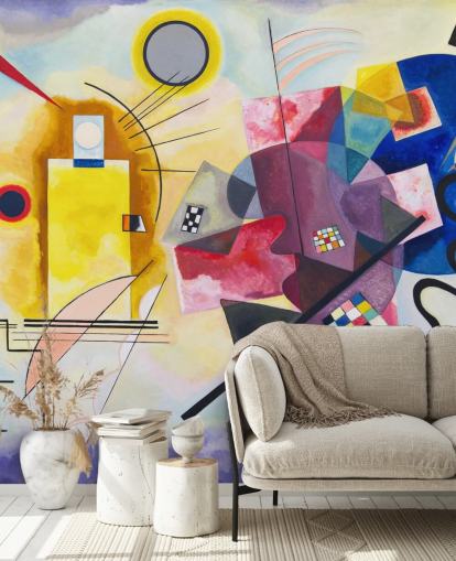 Kunsttapete namens Yellow-Red-Blue von Wassily Kandinsky für Wohnungen, Büros und Unternehmen Kunsttapete namens Yellow-Red-Blue von Wassily Kandinsky für Wohnungen, Büros und Unternehmen