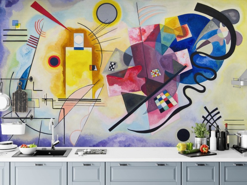 fine art muurschildering genaamd Yellow-Red-Blue van Wassily Kandinsky voor huizen, kantoren en bedrijven