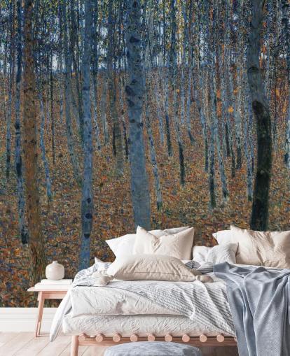 konsttapet väggmålning kallad Beech Grove av Gustav Klimt för sovrum, vardagsrum och kontor
