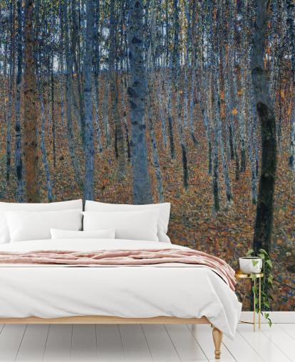 fine art wallpaper mural called Beech Grove by Gustav Klimt for bedrooms, living rooms and offices