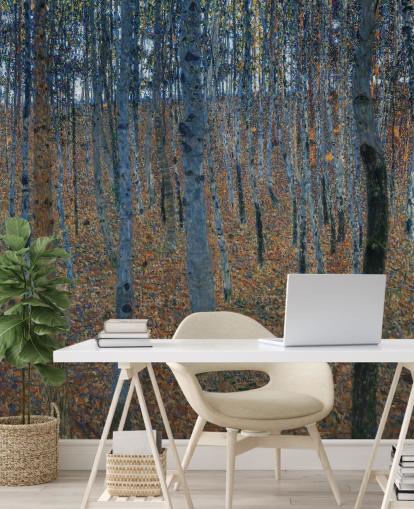 fine art wallpaper mural called Beech Grove by Gustav Klimt for bedrooms, living rooms and offices