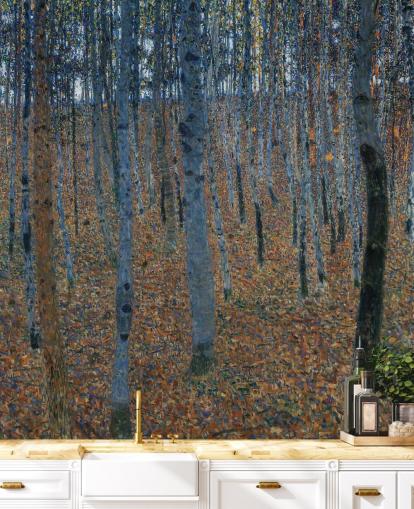 fine art wallpaper mural called Beech Grove by Gustav Klimt for bedrooms, living rooms and offices