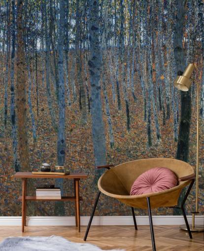 fine art wallpaper mural called Beech Grove by Gustav Klimt for bedrooms, living rooms and offices